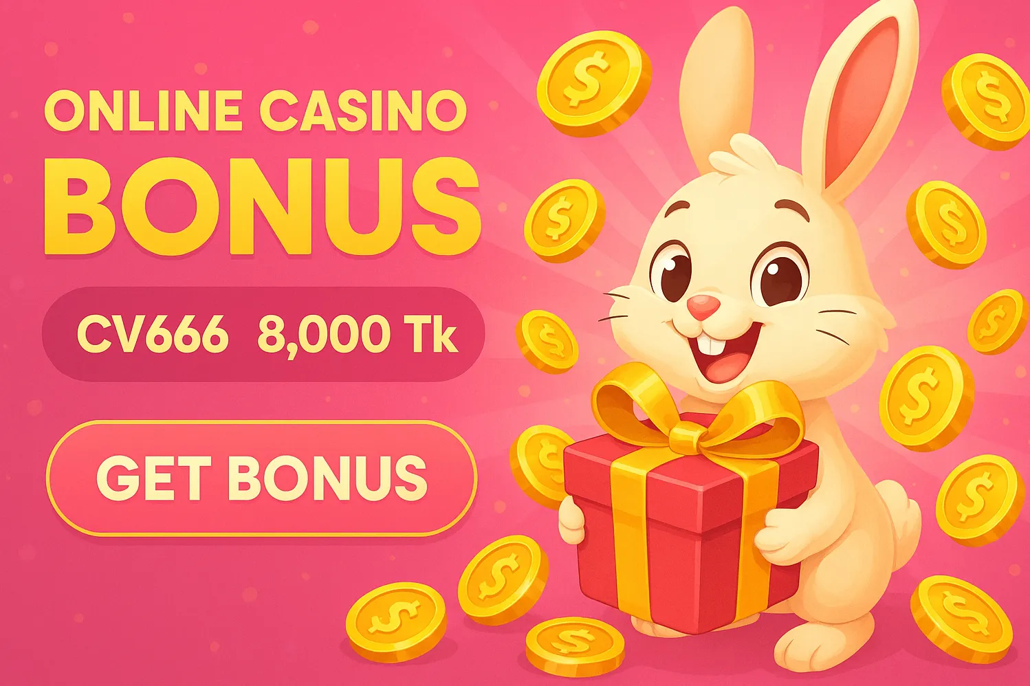 CV666 bonus banner with rabbit mascot