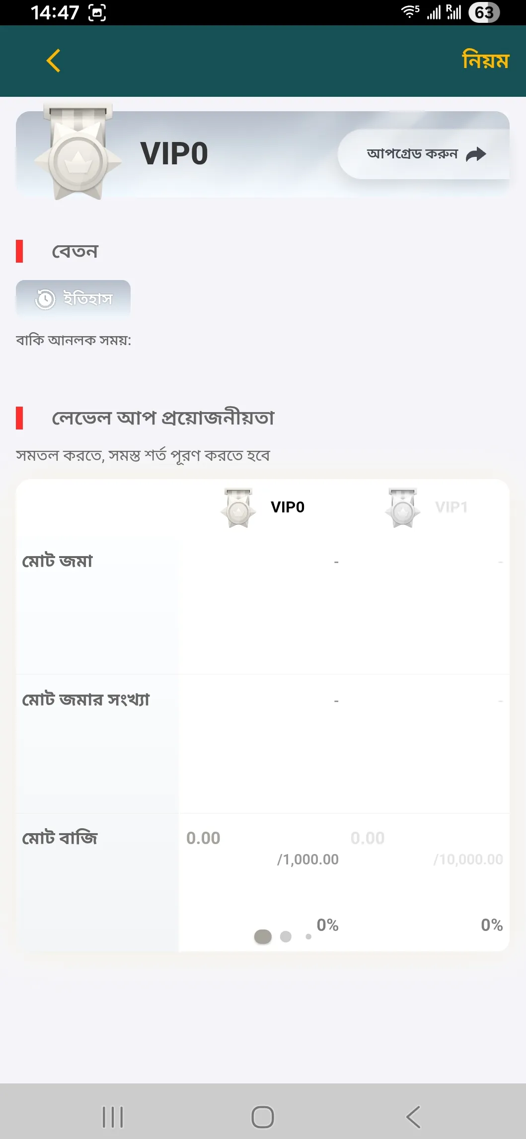 CV666 VIP লেভেল স্ক্রিন